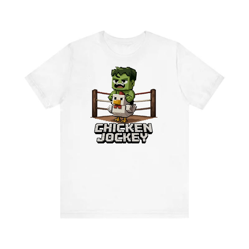 My World Boxing Stadium Chicken Knight Printed T-shirt Hulk Edition Zombie Riding Chicken Men's and Women's Same Short Sleeve