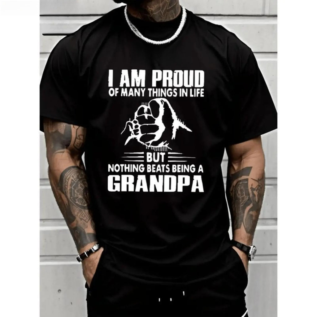 PAYEAH Proud Of Many Things In LifeNothing Being A Grandpa Monogrammed T-Shirt 100%  Cotton T Shirt