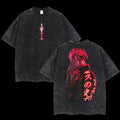 Ryomen Sukuna Jujutsu Kaisen Oversized Washed Tee Heavy Cotton Neon Red Graphic Shirt Anime Collector Essential Double Sided Prints Big Bold Graphics