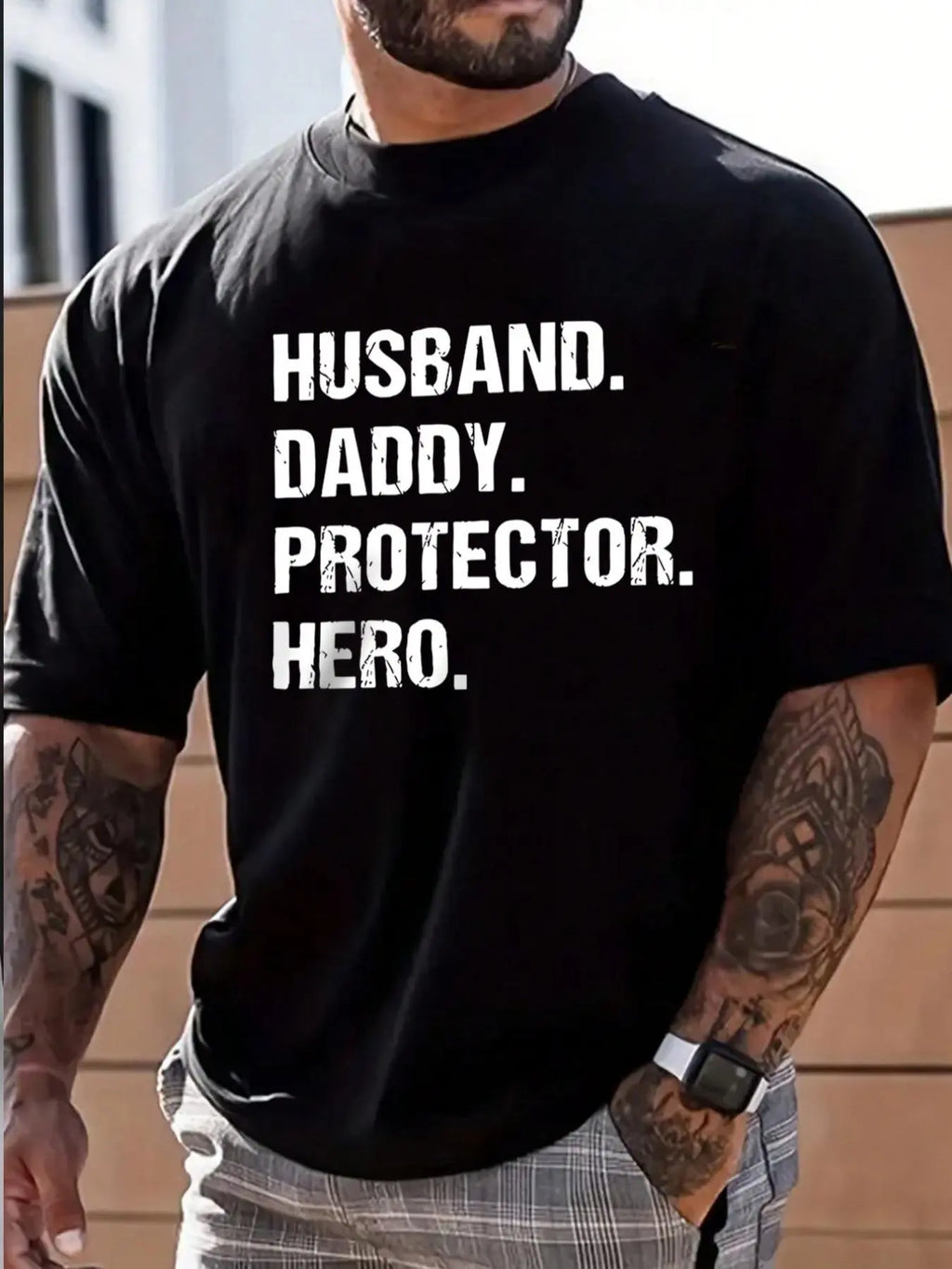 Men's Letter Print Round Neck Tee, Regular Fit Casual Stylish Short Sleeve Stretch T-shirt for Summer, Men's Top for Daily Wear