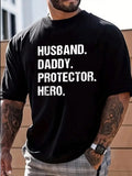 Men's Letter Print Round Neck Tee, Regular Fit Casual Stylish Short Sleeve Stretch T-shirt for Summer, Men's Top for Daily Wear