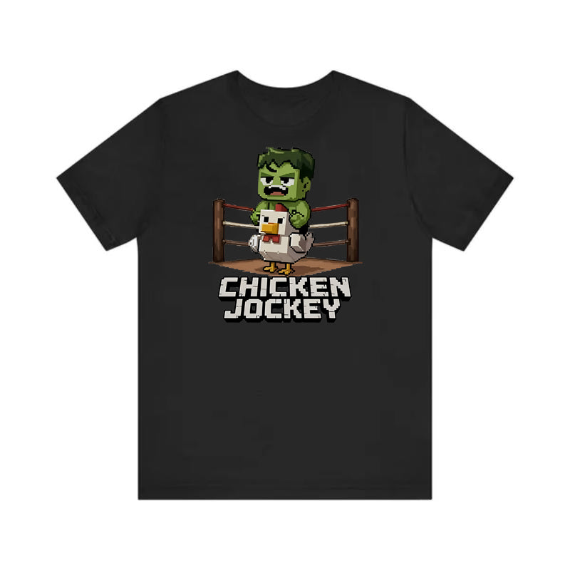 My World Boxing Stadium Chicken Knight Printed T-shirt Hulk Edition Zombie Riding Chicken Men's and Women's Same Short Sleeve