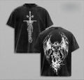 Saint Michael The Archangel x Flaming Sword T-Shirt Washed Christian Shirt, Aesthetic Clothes ,Scales of Justice , Jesus Tees, Christian Merch, Archangel Michael Tees ,Outfit Church