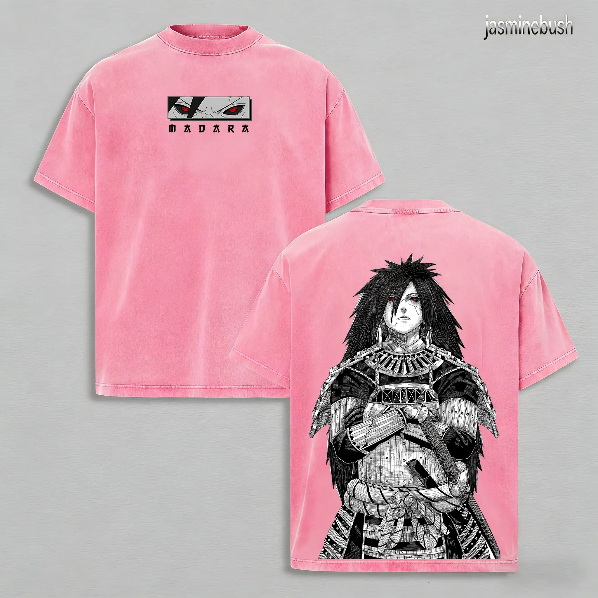 Uchiha Madara x Naruto Anime Double Printed Washed Tee Unisex Oversize Anime Manga Lightweight Cotton T-Shirt, Gift For Anime Fan Lover , Madara Fan , Madara Shirt , Naruto Merch
