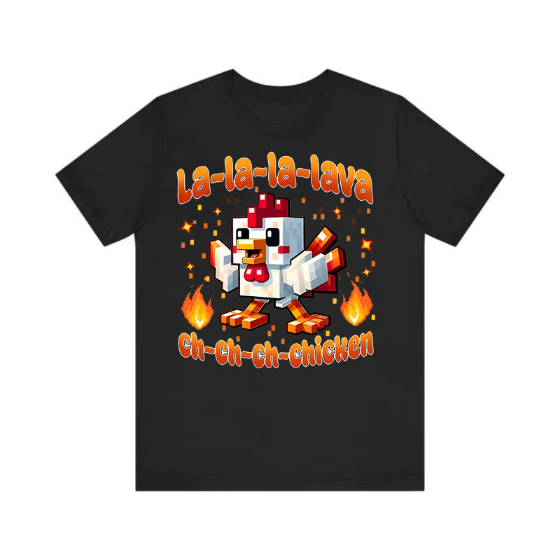 My World Magic Lava Chicken Cartoon Printed T-shirt Summer Breathable Pure Cotton Short Sleeve