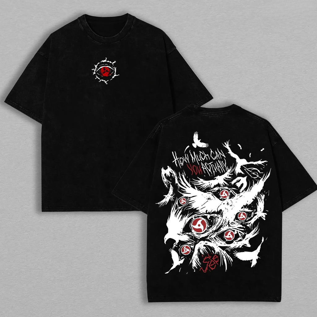 Retro Heavy Uchiha Itachi Character Naruto Anime Tee Hoodie Menswear Top Unisex Mineral Anime Manga Washed Heavy Cotton T-shirt, Gift For Anime Fan