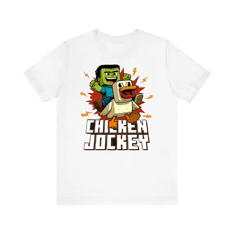 My World Chicken Knight Cartoon Printed Cotton T-shirt Student Party Summer Versatile Top