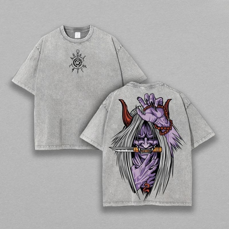 Minato Reaper Death Seal - Shinigami Anime Double Printed Vintage Washed Tee Unisex Oversize Anime Manga Washed Heavyweight Cotton T-shirt, Gift For Anime Fan, Anime Lover Christmas gift