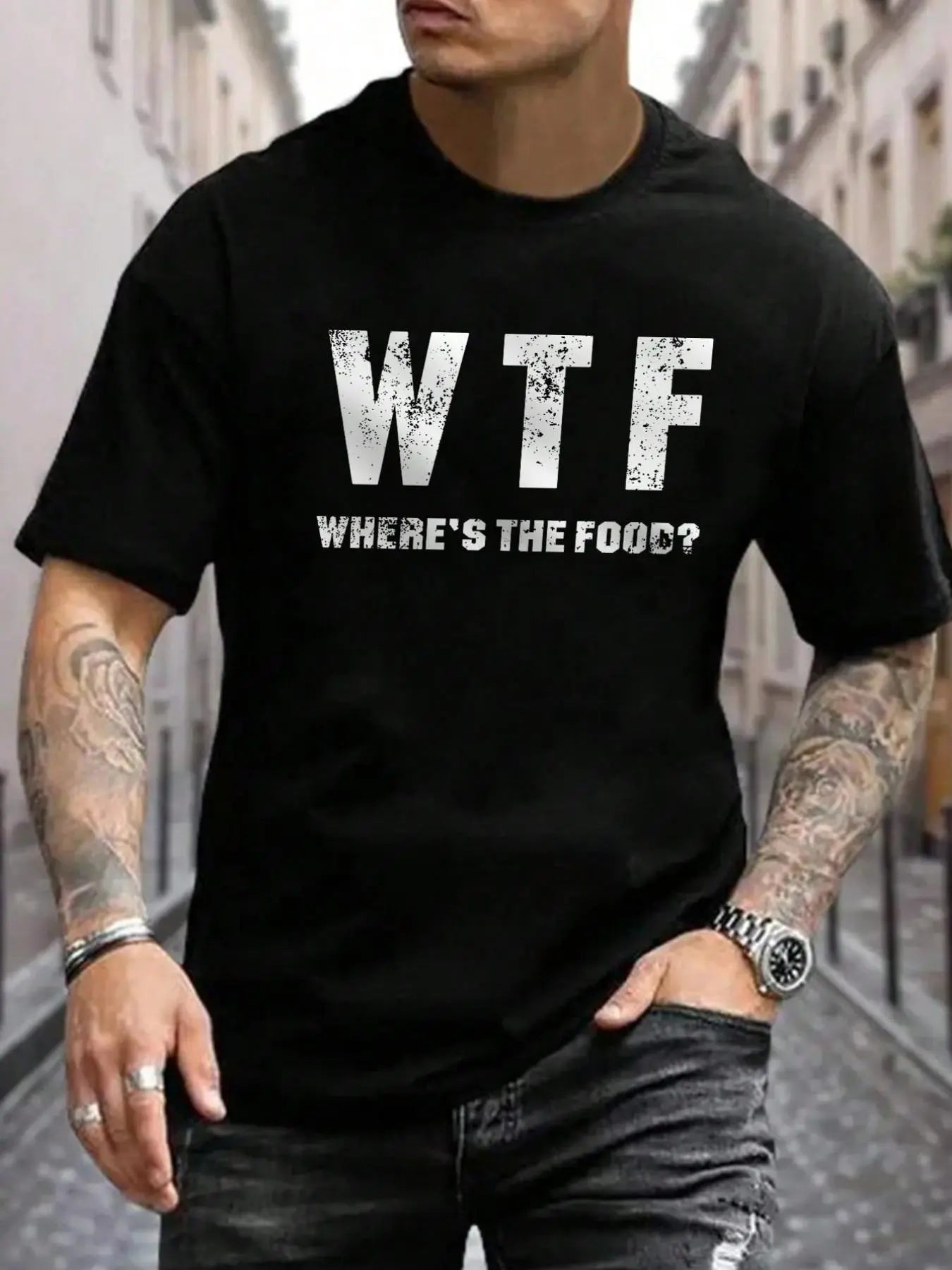 Men's Slogan Graphic Round Neck Tee, Regular Fit Short Sleeve Crew Neck T-Shirt for Daily Outdoor Wear, Casual Comfy Knitting Top for Summer