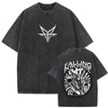 Washed Retro Rock Band Inverted Skull Printed T-shirt for Men and Women Retro Gothic Punk T-shirt Cotton Oversized T-shirt Men's Top Christmas, Christmas Gift