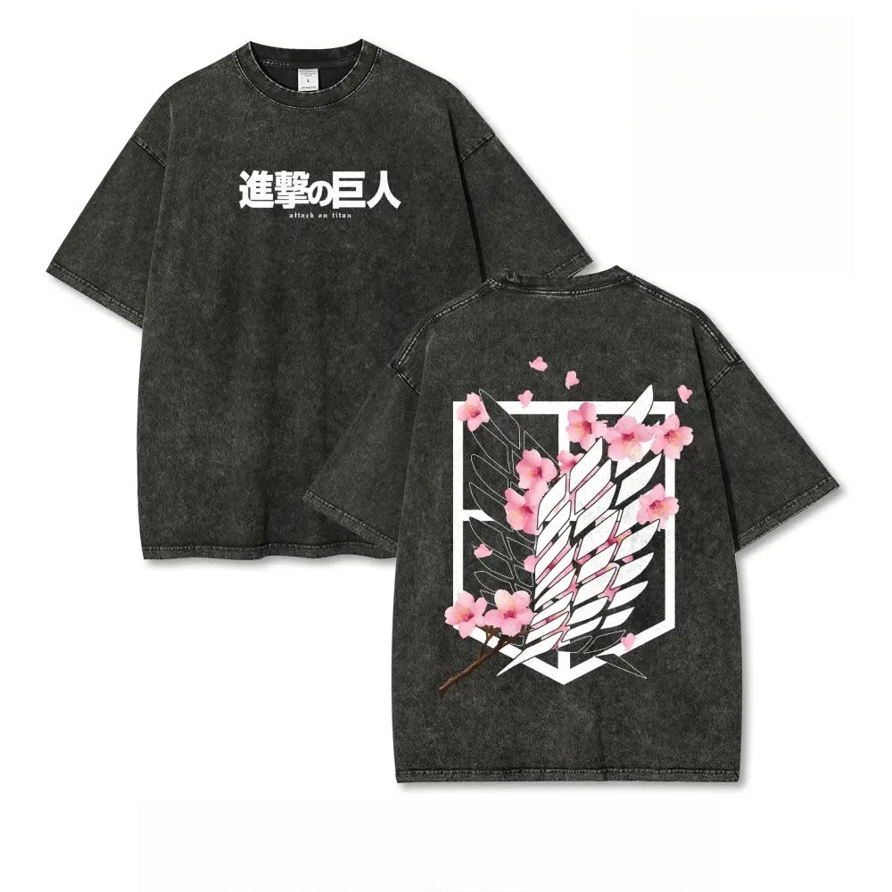 Attack on Titan Anime Vintage Tee 90s Graphic Tees Men's t Shirts Graphic Tee t Shirts Funny Graphic Tee Good Graphic Tees Men's Graphic Tees Streetwear Outfits Men Vacation Outfits Oversized Tshirt Men