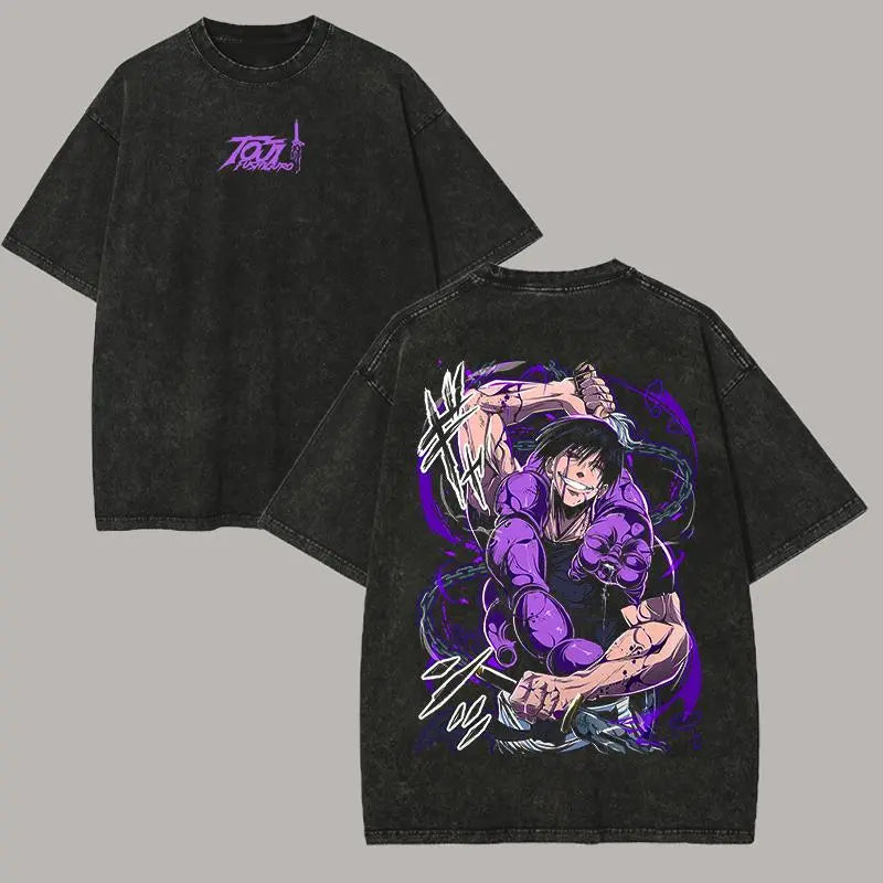 valentine shirts Fushiguro Toji Graphic T-shirt Jujutsu Kaisen Manga Vintage Washed T Shirt Men Women Oversized Clothing Cotton Short Sleeve Tees