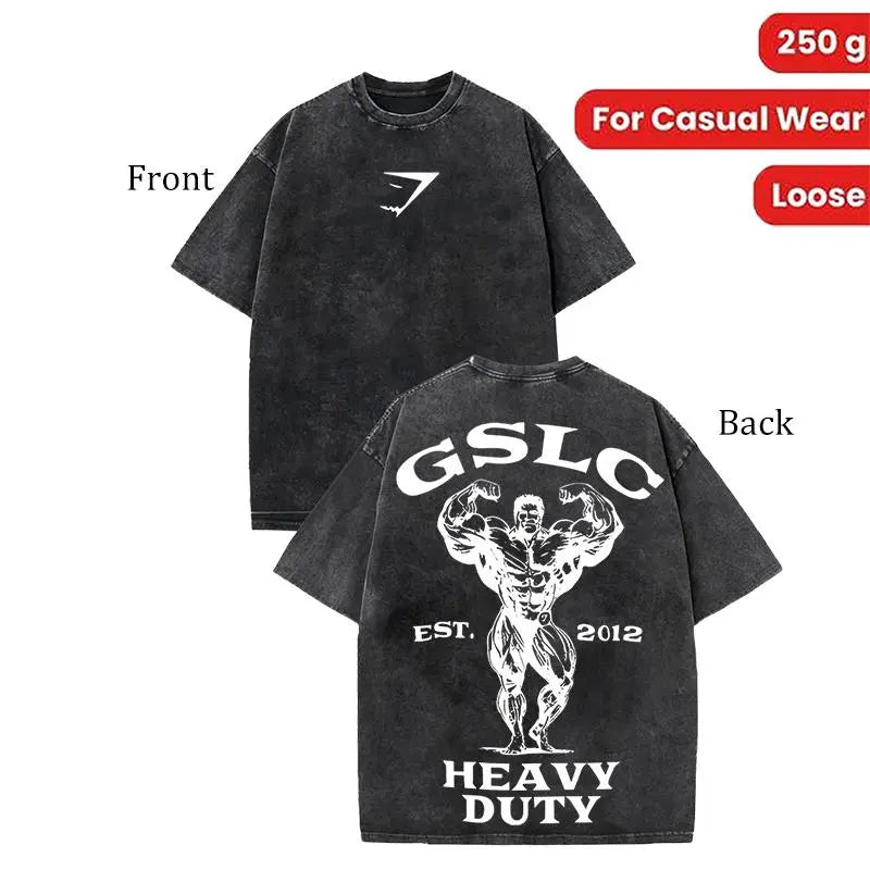Heavy Duty Gym Washed Grey Tee GS 2012 Es Heavyweight Cotton T-shirt Whimsical Sport Gift Vintage Hiphop Washed Shirt Limited Design For Sport Ideal For Gifts