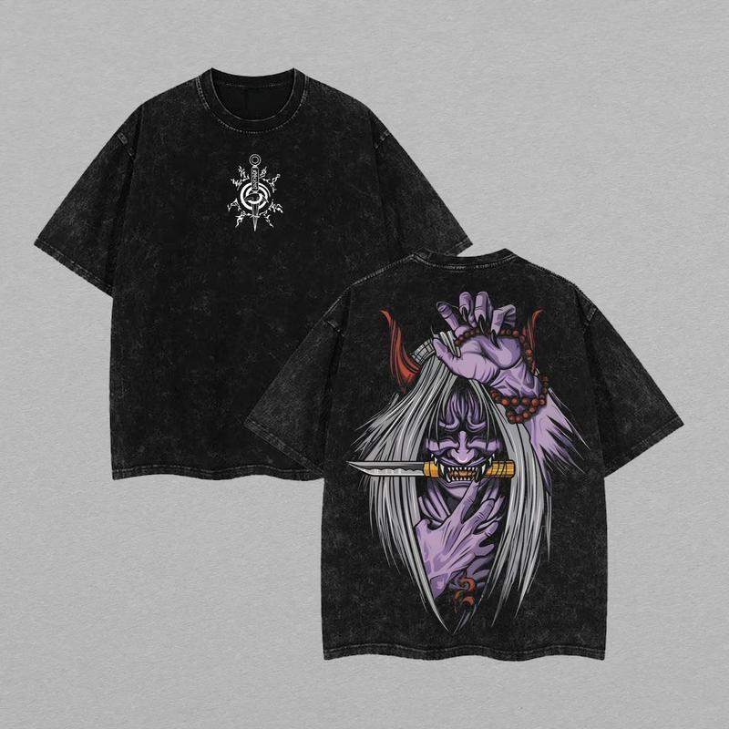 Minato Reaper Death Seal - Shinigami Anime Double Printed Vintage Washed Tee Unisex Oversize Anime Manga Washed Heavyweight Cotton T-shirt, Gift For Anime Fan, Anime Lover Christmas gift