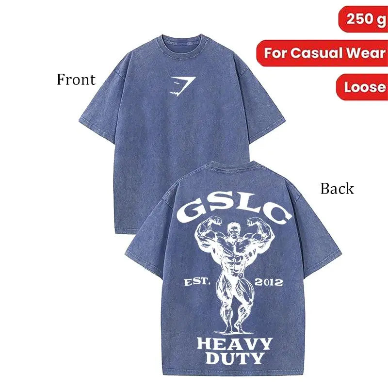 Heavy Duty Gym Washed Grey Tee GS 2012 Es Heavyweight Cotton T-shirt Whimsical Sport Gift Vintage Hiphop Washed Shirt Limited Design For Sport Ideal For Gifts