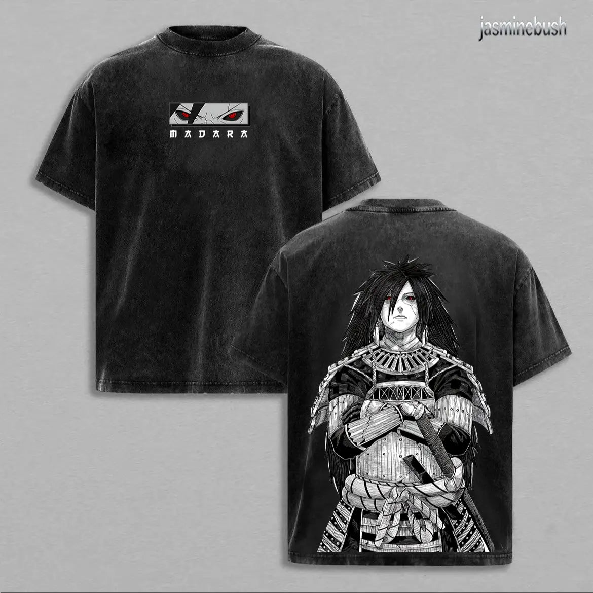 Uchiha Madara x Naruto Anime Double Printed Washed Tee Unisex Oversize Anime Manga Lightweight Cotton T-Shirt, Gift For Anime Fan Lover , Madara Fan , Madara Shirt , Naruto Merch
