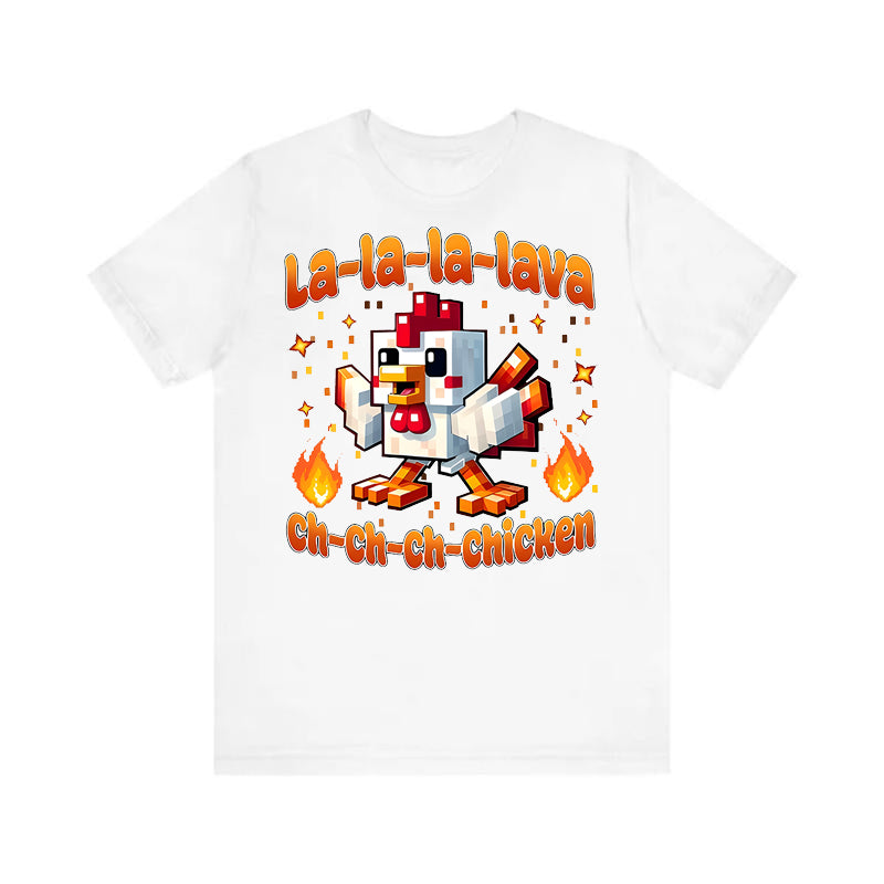 My World Magic Lava Chicken Cartoon Printed T-shirt Summer Breathable Pure Cotton Short Sleeve