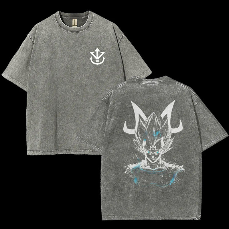 Dragon Ball DBZ Vegeta Anime Washed Graphic Tees Funny Japanese Cartoon Distressed Shirt 90s Vintage Streetwear Unisex Summer Gift