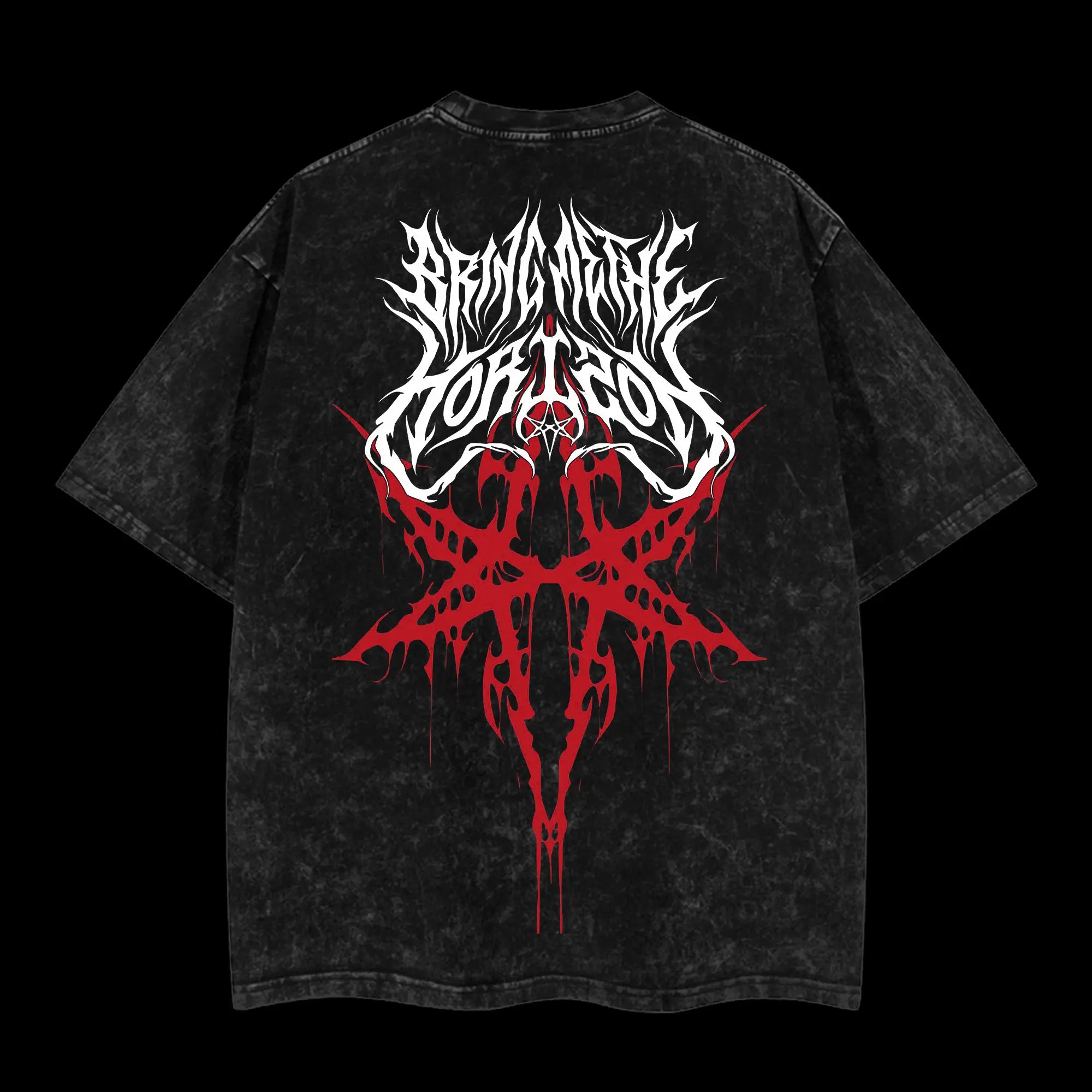 [Baby Gang] Retro Limited Bring Me The Horizon Heavy Metal Washed Shirt Unisex Oversize Rock Band Cotton T-shirt Gift For Rock Music Lovers Gothic Punk Emo Grunge Y2K Outfits Vintage 90s Graphic Tees Graphic Streetwear T-shirt Bad Omens Merch