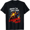Sorry Im Late I Was Crankin My Hog Horror Skeleton Ride Motorcycle Men's T-Shirt