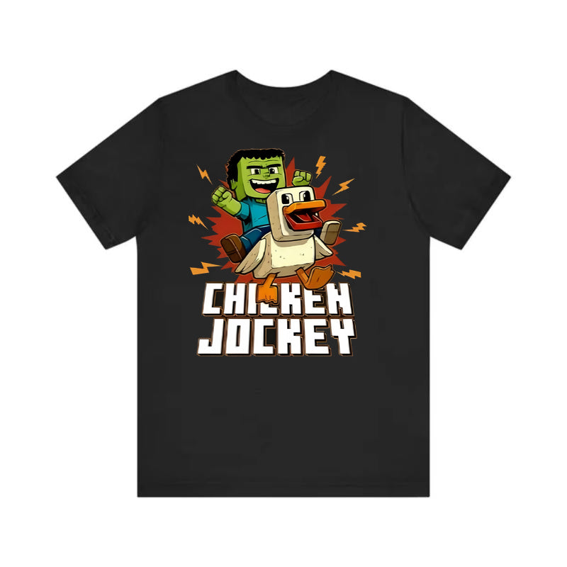 My World Chicken Knight Cartoon Printed Cotton T-shirt Student Party Summer Versatile Top
