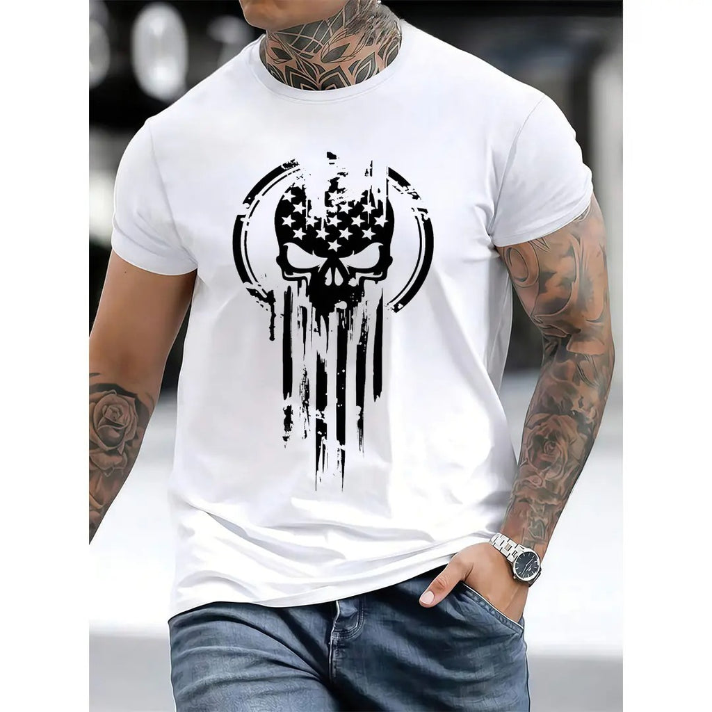 American Warrior T-Shirt - Casual Crew Neck, Short Sleeve, Lightweight Cotton Shirt, Fitted Design, Suitable for All Seasons - Menswear, Tops Streetwear Crewneck