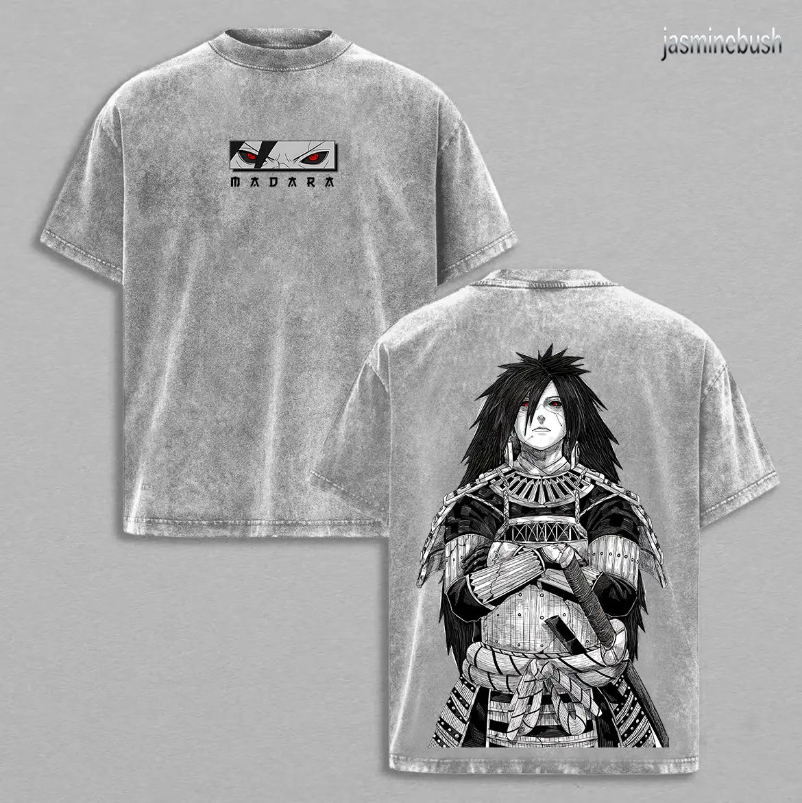 Uchiha Madara x Naruto Anime Double Printed Washed Tee Unisex Oversize Anime Manga Lightweight Cotton T-Shirt, Gift For Anime Fan Lover , Madara Fan , Madara Shirt , Naruto Merch