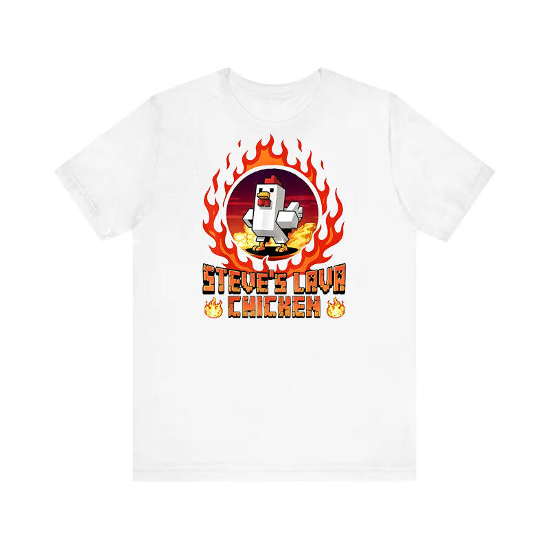 MC My World Pixel Wind Lava Chicken Funny Printed Short sleeved American Street Style Couple T-shirt
