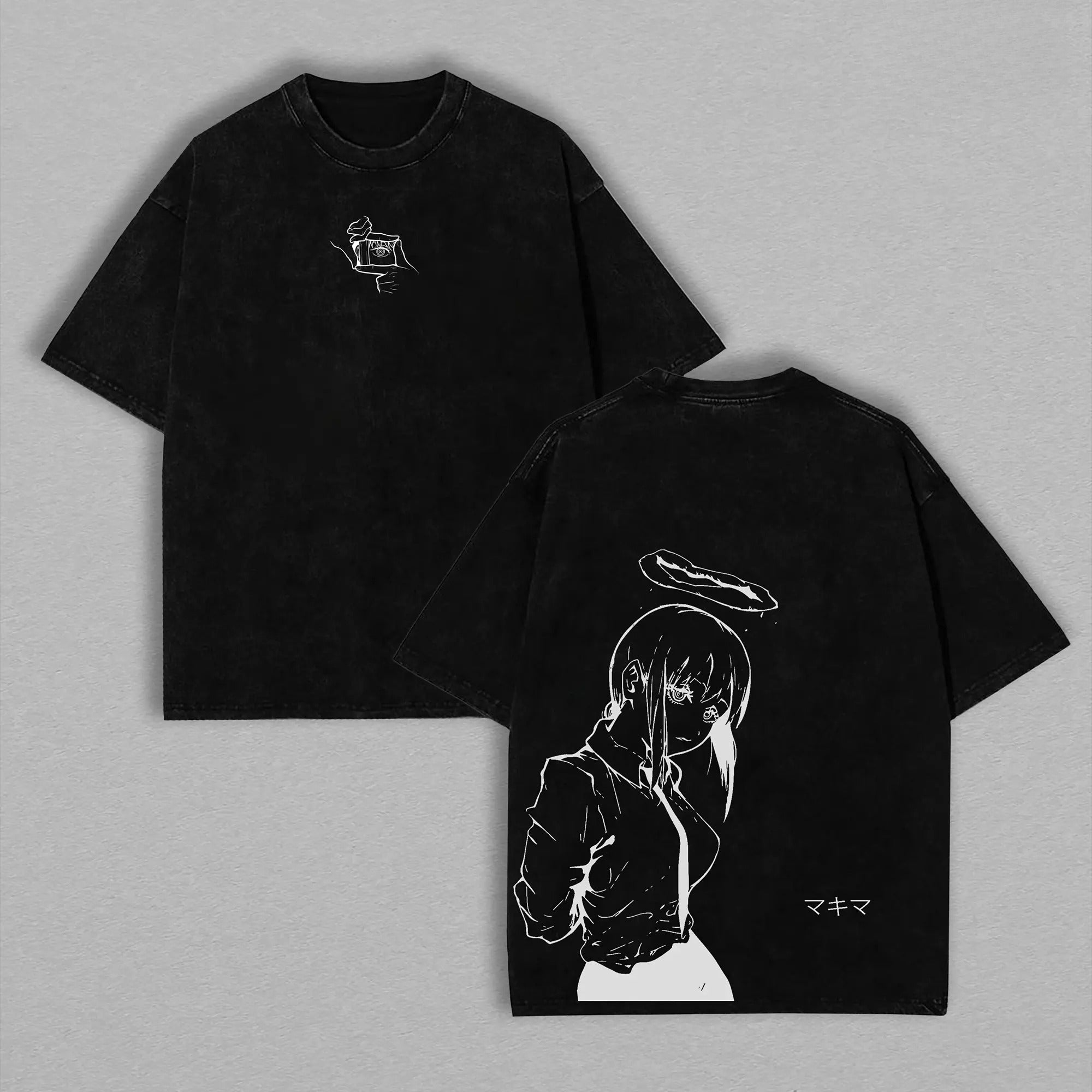 Makima - Chainsaw Man T-Shirt Anime Clothing Makima Tee Washed Heavy Cotton T-shirt, Gift For Anime Merch Fan, Manga Lover Gift Gift For Him Gift For Her Menswear Clothing anime lover