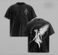 Sanctus Michael Archangelus x Flaming Sword x Shield x Scales of Justice Archangel Michael T-Shirt Washed Church Outfit Gym Pump Cover ,Christian Religious , Jesus Apparel
