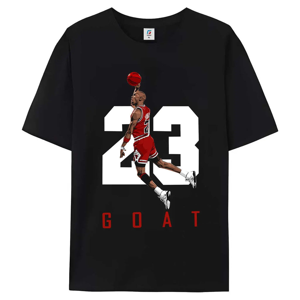 Number 23 Jumpman Tribute T-Shirt – Clean Retro Basketball Tee with Iconic Dunk Pose and Bold Typography for Hoopers & Fans graphic tees men funny shirts,t-shirt   good graphic tees Cotton Menswear Casual Sporty