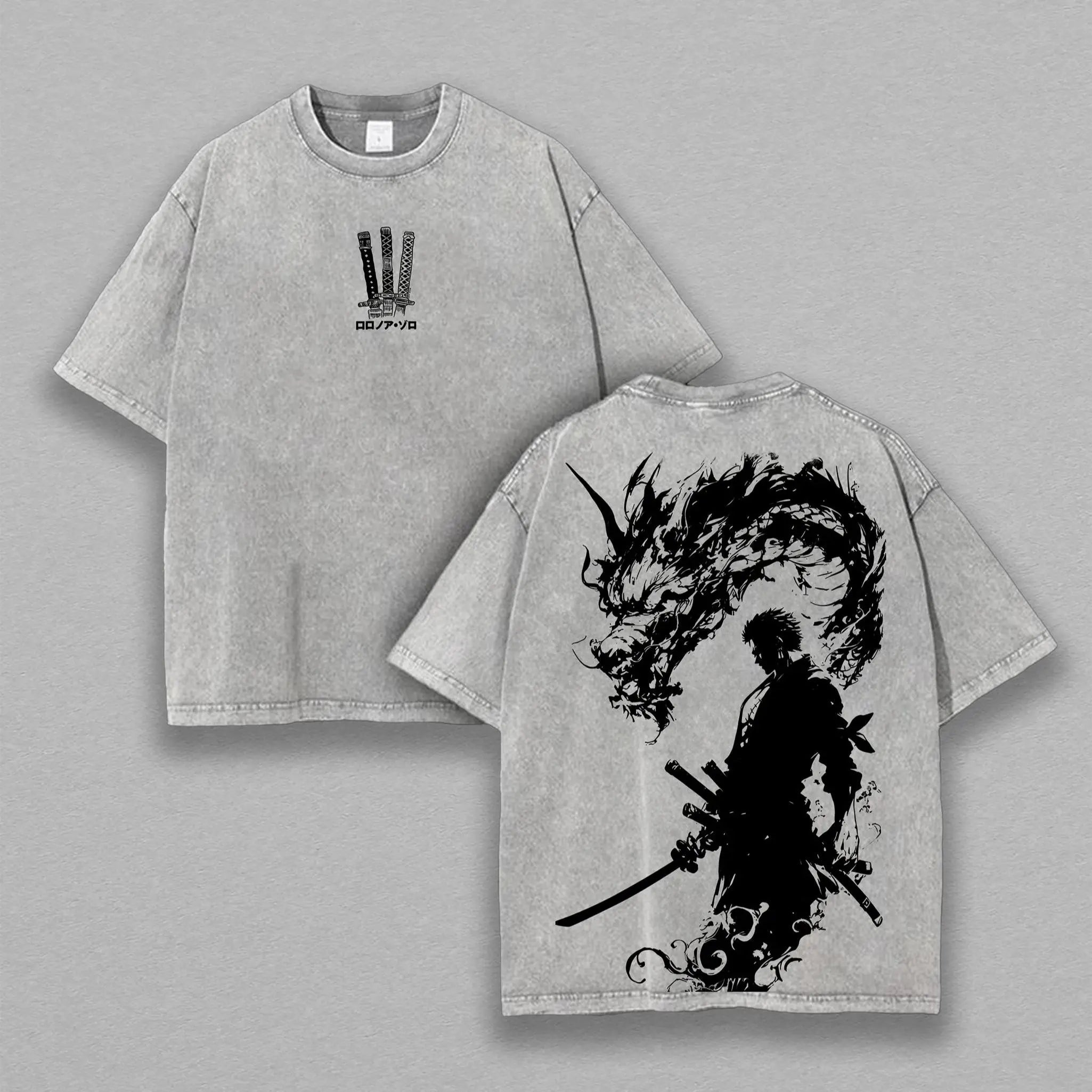 Nathanistic Zoro Ver.4 - One Piece Rare Unisex Oversize Anime Manga Washed Heavyweight Cotton T-shirt, Gift For Anime Fan, Anime Lover