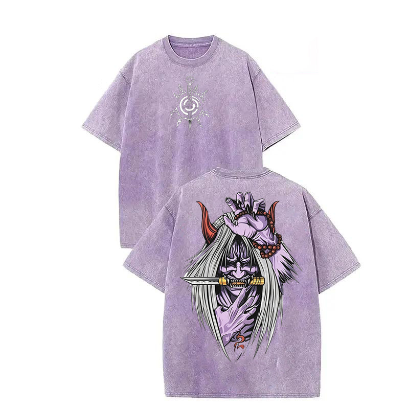Minato Reaper Death Seal - Shinigami Anime Double Printed Vintage Washed Tee Unisex Oversize Anime Manga Washed Heavyweight Cotton T-shirt, Gift For Anime Fan, Anime Lover Christmas gift