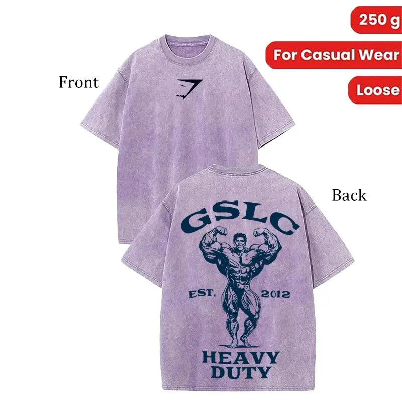 Heavy Duty Gym Washed Grey Tee GS 2012 Es Heavyweight Cotton T-shirt Whimsical Sport Gift Vintage Hiphop Washed Shirt Limited Design For Sport Ideal For Gifts