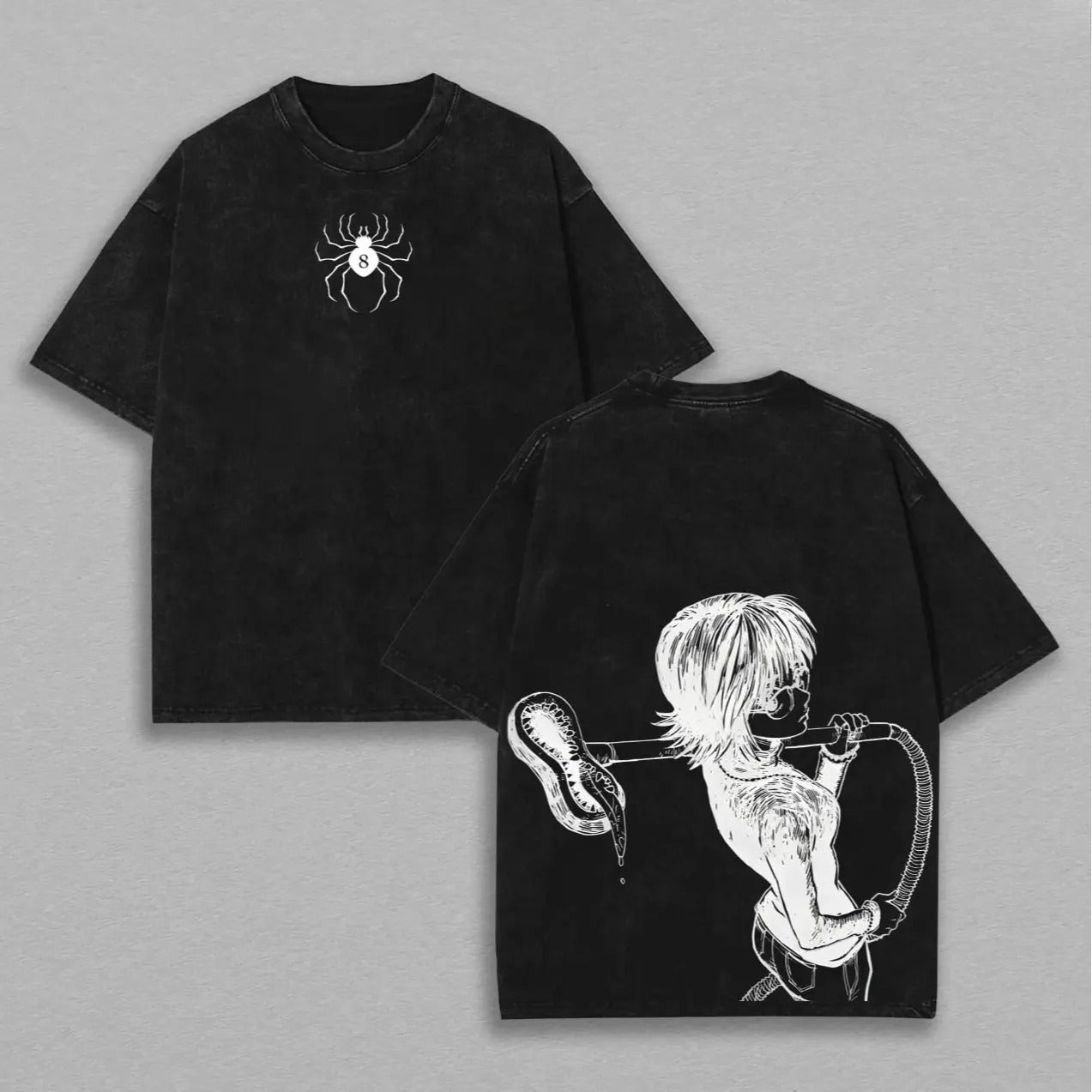 Shizuku Hunter X Hunter Ver 2 Blowshitsu Shirt, Phantom Troupe shirt Anime Double Printed Vintage Washed Tee Unisex Oversize Heavyweight Cotton T-shirt for Anime Fans and Lovers
