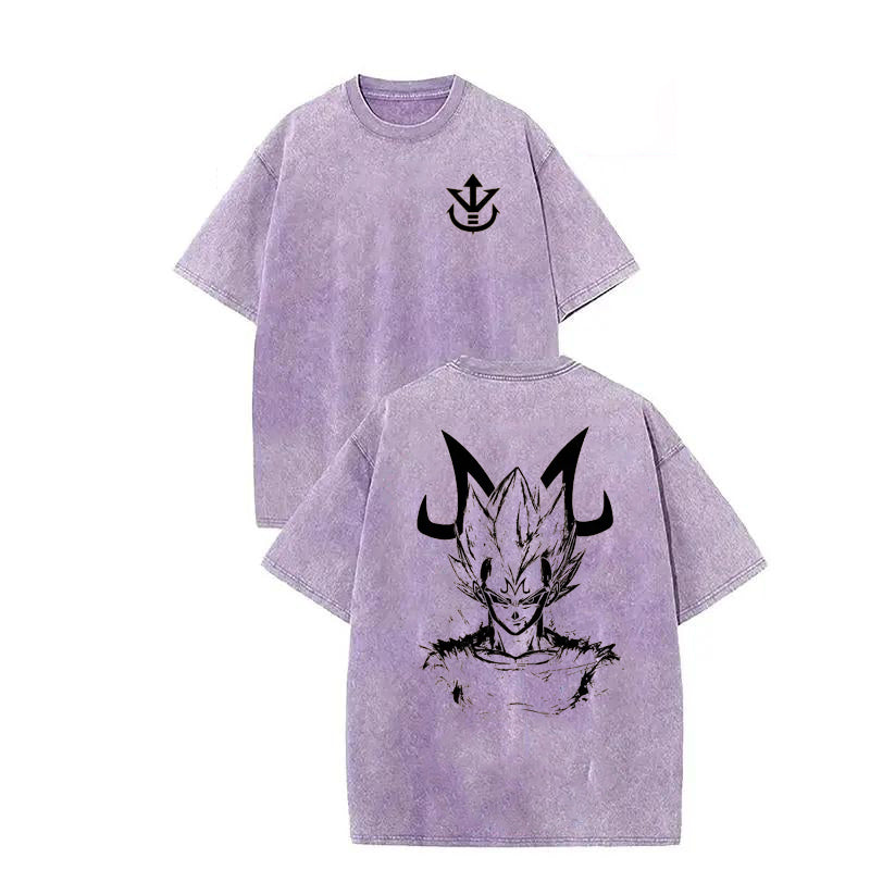 Dragon Ball DBZ Vegeta Anime Washed Graphic Tees Funny Japanese Cartoon Distressed Shirt 90s Vintage Streetwear Unisex Summer Gift