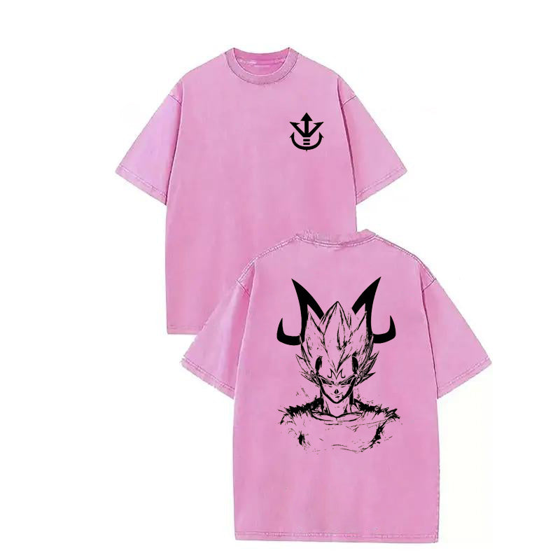 Dragon Ball DBZ Vegeta Anime Washed Graphic Tees Funny Japanese Cartoon Distressed Shirt 90s Vintage Streetwear Unisex Summer Gift