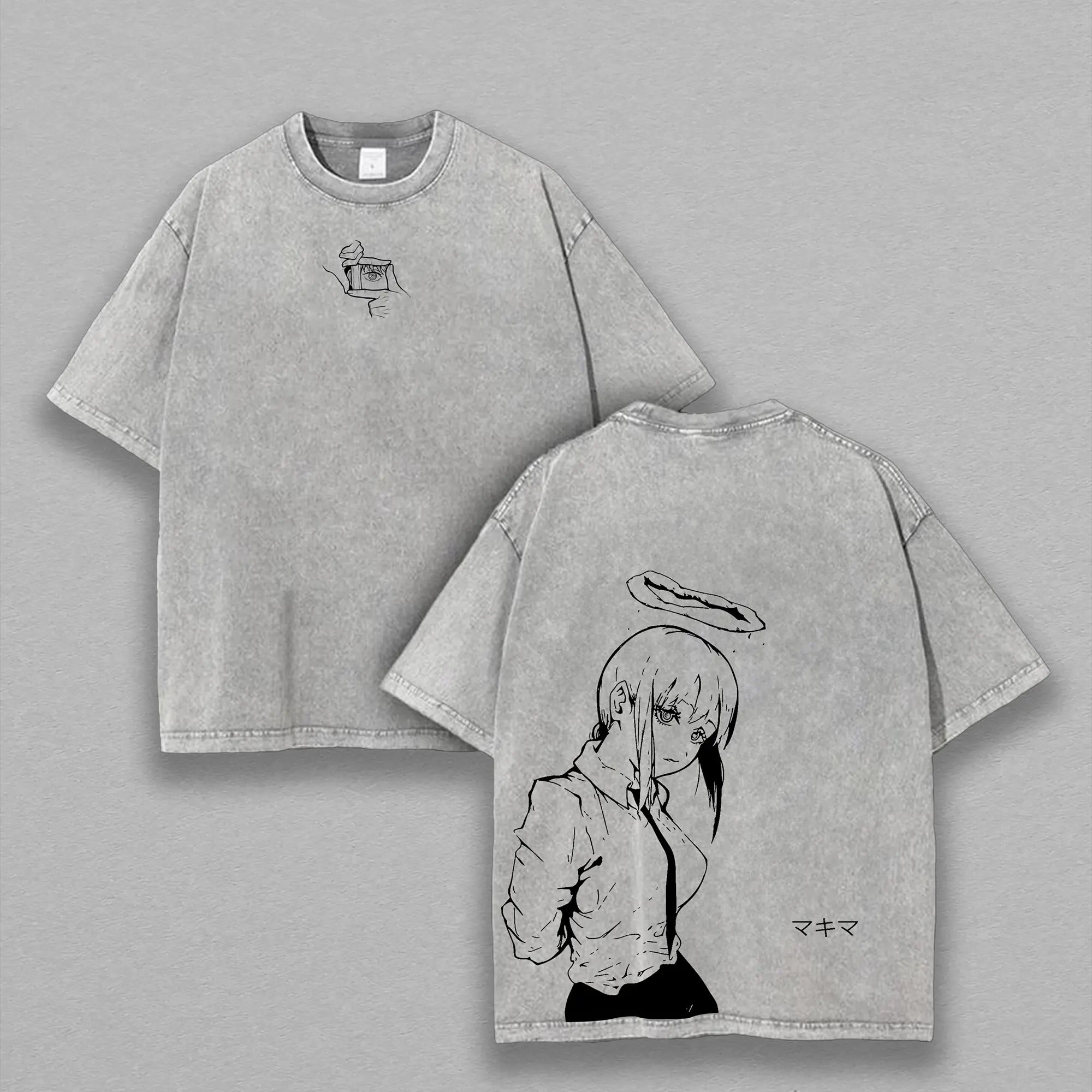 Makima - Chainsaw Man T-Shirt Anime Clothing Makima Tee Washed Heavy Cotton T-shirt, Gift For Anime Merch Fan, Manga Lover Gift Gift For Him Gift For Her Menswear Clothing anime lover